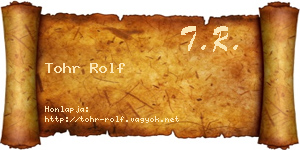 Tohr Rolf névjegykártya